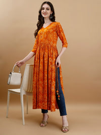 Thumbnail for Women Paisley Embroidered Extended Sleeves Mirror Work Anarkali Kurta