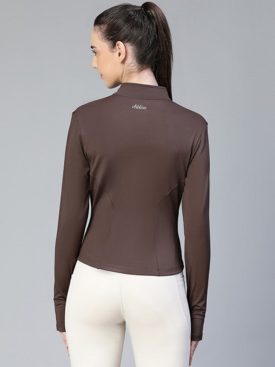 Women Geometric Lightweight Crop Training or Gym Sporty Jacket