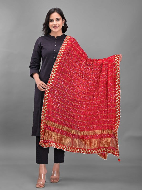 red-&-gold-toned-dyed-art-silk-bandhani-dupatta-with-gotta-patti