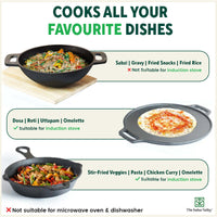 Thumbnail for The Indus Valley CASTrong Cast Iron Cookware Set: Tawa+ Kadai+ Fry Pan, Kitchen Set for Home, Pre