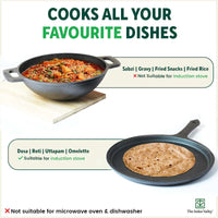 Thumbnail for The Indus Valley CASTrong Cast Iron Cookware Set: Tawa+ Kadai (Wok model), Kitchen Set for Home, Pre