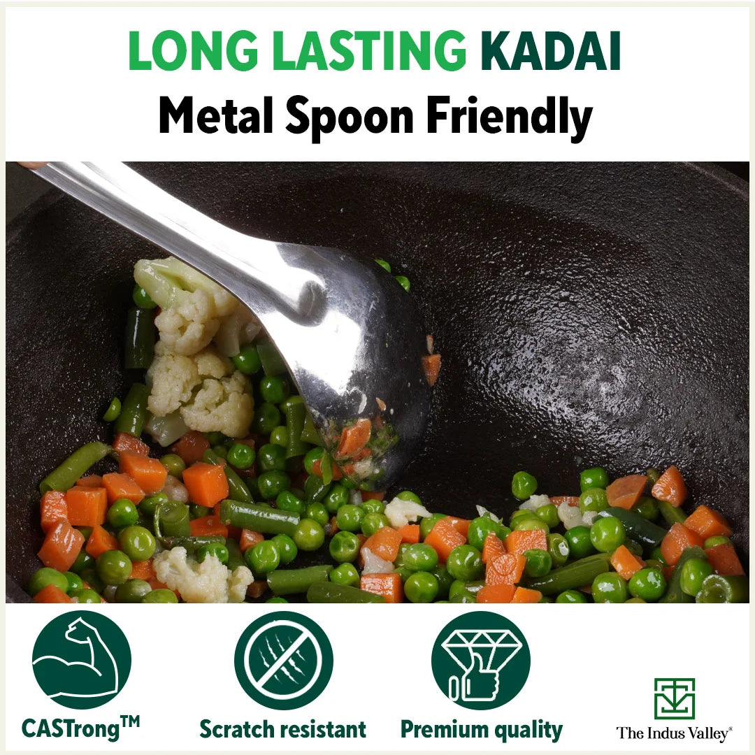 The Indus Valley Super Smooth Cast Iron Kadai,Pre
