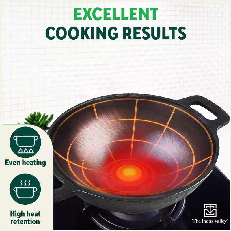 The Indus Valley Super Smooth Cast Iron Kadai,Pre