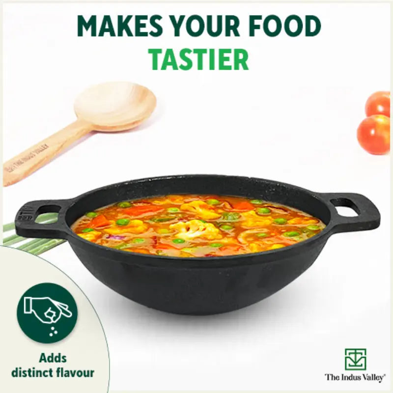 The Indus Valley CASTrong Cast Iron Cookware Set: Tawa+ Kadai+ Fry Pan, Kitchen Set for Home, Pre