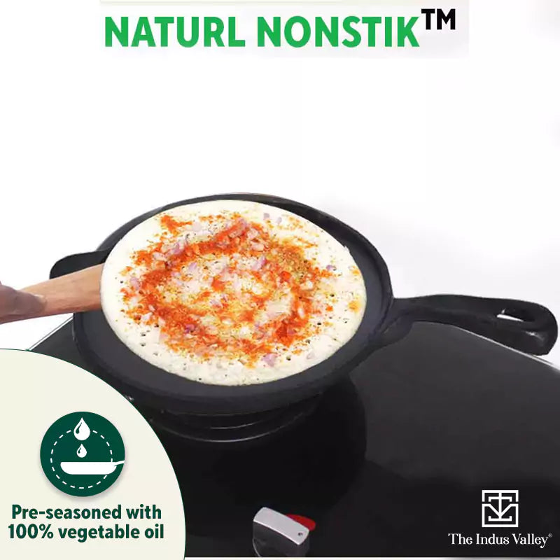 The Indus Valley Super Smooth Cast Iron Set: Kadai+ Tawa+ Frypan, Kitchen set for Home, Nonstick, 100% Pure, Toxin