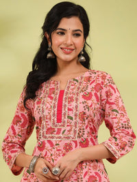 Thumbnail for floral-printed-a-line-calf-length-kurta