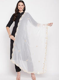 Thumbnail for ethnic-motifs-embroidered-chiffon-dupatta-with-gotta-patti