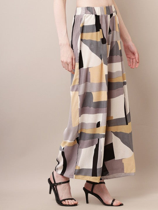 Colourblocked Wide Leg Palazzos