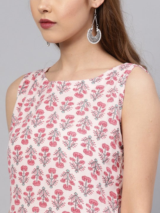 Women Ethnic Motifs Printed Kantha Work Dobby Kurta