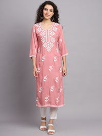 Thumbnail for floral-embroidered-straight-kurta