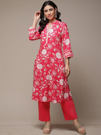 Thumbnail for mandarin-collar-floral-printed-a-line-kurta
