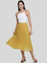 Thumbnail for Women Red & White Floral Printed A-Line Knee-Length Skirts