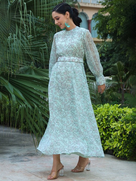 sea-green-floral-chiffon-midi-dress