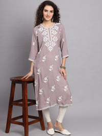 Thumbnail for Floral Embroidered Straight Kurta