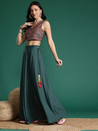 Thumbnail for Embroidered Mirror Work Ready to Wear Lehenga