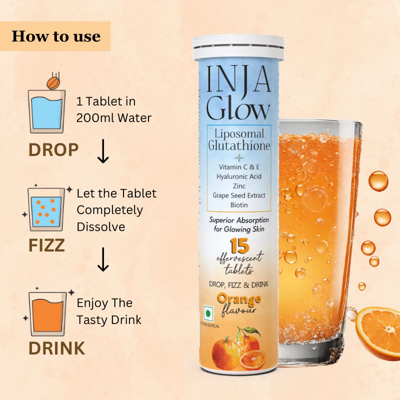 Inja Glow Liposomal Glutathione Drop Fizz & Drink Effervescent Tablets