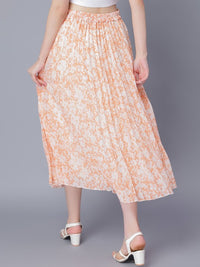 Thumbnail for Women Red & White Floral Printed A-Line Knee-Length Skirts