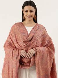 Thumbnail for Women-Peach-Woven-Design-Jamawar-Shawl