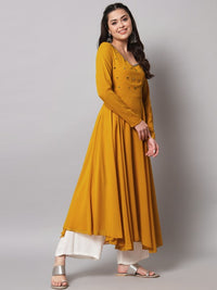 Thumbnail for Women Burgundy Ethnic Motifs Georgette Anarkali Kurta