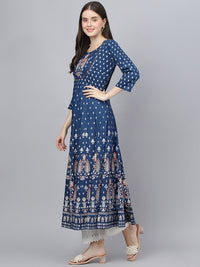 Thumbnail for women-blue-ethnic-motifs-printed-anarkali-kurta