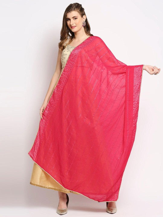 Women Cream-Coloured & Gold-Toned Printed Dupatta with Sequinned
