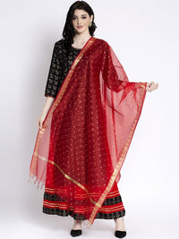 Thumbnail for Women Off White & Gold-Coloured Printed Dupatta