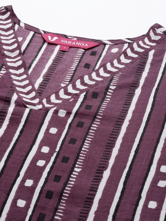 Women Blue & White Printed Kurta