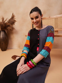 Thumbnail for Floral Printed Round Neck Pure Cotton Straight Kurta