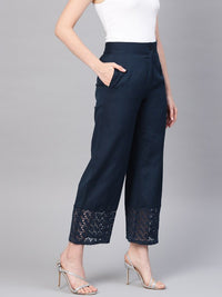 Thumbnail for Women Black Solid Straight Palazzos