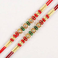 Thumbnail for Set of 2 Charming Beads Rakhi and Kaju Katli Box Combo