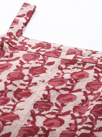 Thumbnail for women-pink-&-magenta-printed-strappy-straight-kurta