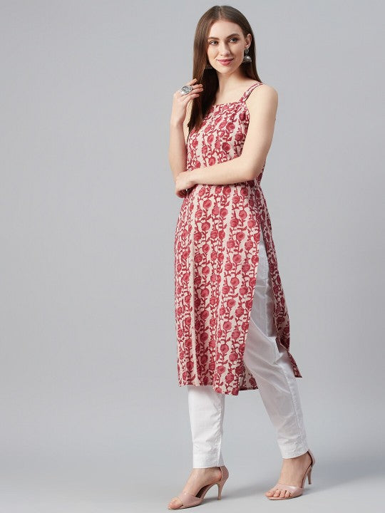 women-pink-&-magenta-printed-strappy-straight-kurta