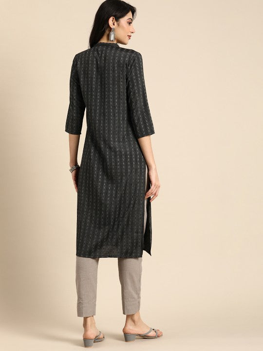 Women Geometric Woven Design Kurta