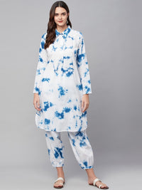 Thumbnail for Paisley Printed Pure Cotton Straight Kurta with Trousers