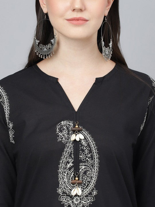 Paisley Printed Pure Cotton Straight Kurta with Trousers