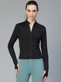 Thumbnail for women-geometric-lightweight-crop-training-or-gym-sporty-jacket