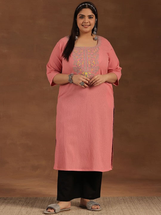 plus-size-floral-yoke-embroidered-mirror-work-straigth-kurta