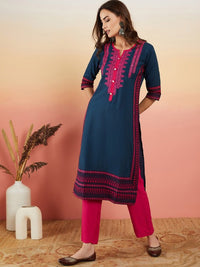 Thumbnail for Floral Yoke Printed Mirror Work Kurta