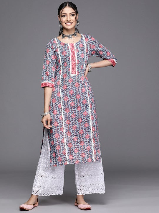 women-blue-&-pink-floral-motifs-printed-kurta