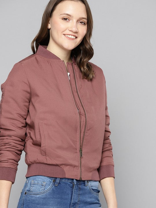 women-mauve-solid-bomber-jacket