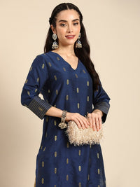 Thumbnail for Women Green & Gold-Toned Ethnic Motifs Dobby Kurta