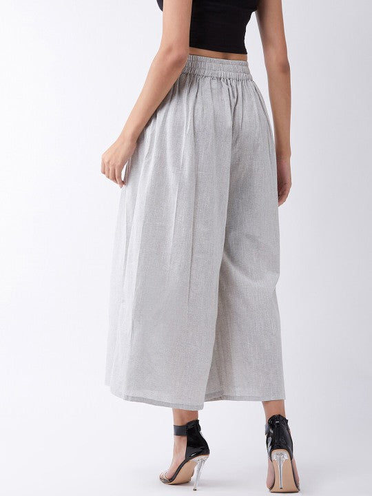 Women Cotton Flared Palazzos