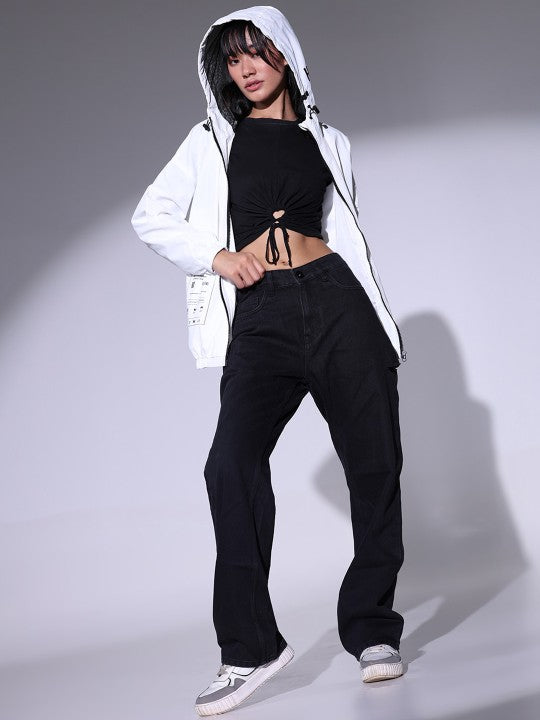 Typography Printed Windcheater Bomber Jacket