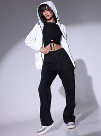 Thumbnail for Typography Printed Windcheater Bomber Jacket
