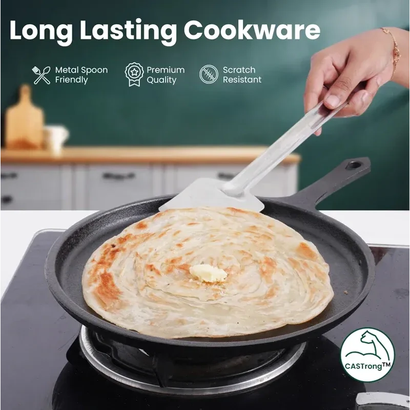 The Indus Valley CASTrong Cast Iron Cookware Set: Tawa + Fry Pan + Wok Kadai, Kitchen set for Home, Pre