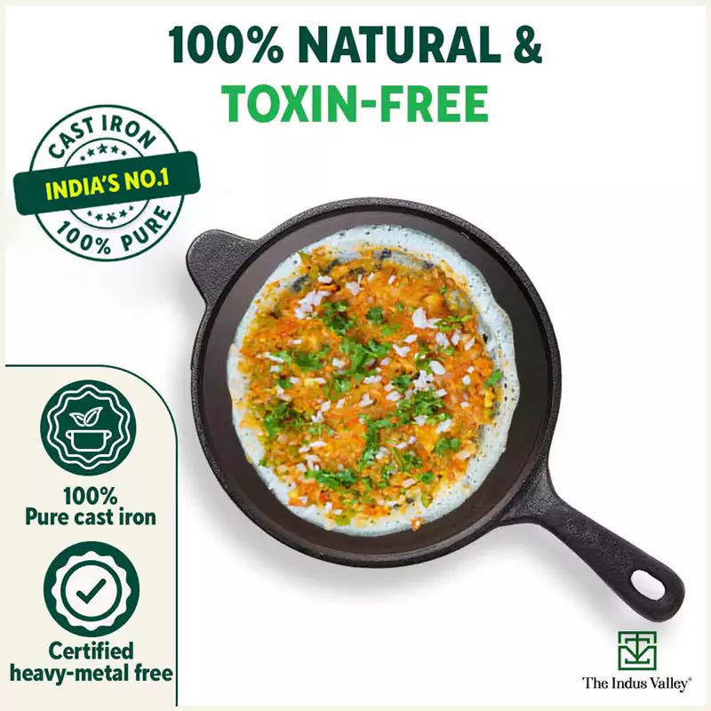 The Indus Valley Super Smooth Cast Iron Set: Kadai+ Tawa+ Frypan, Kitchen set for Home, Nonstick, 100% Pure, Toxin