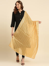 Thumbnail for Women Cream-Coloured & Gold-Toned Printed Dupatta with Sequinned