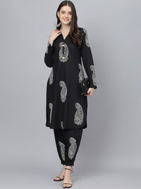 Thumbnail for Paisley Printed Pure Cotton Straight Kurta with Trousers