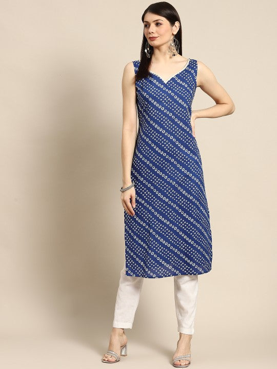 Women Yellow & White Pure Cotton Floral Printed Floral Kurta