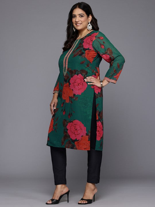 plus-size-floral-printed-georgette-kurta